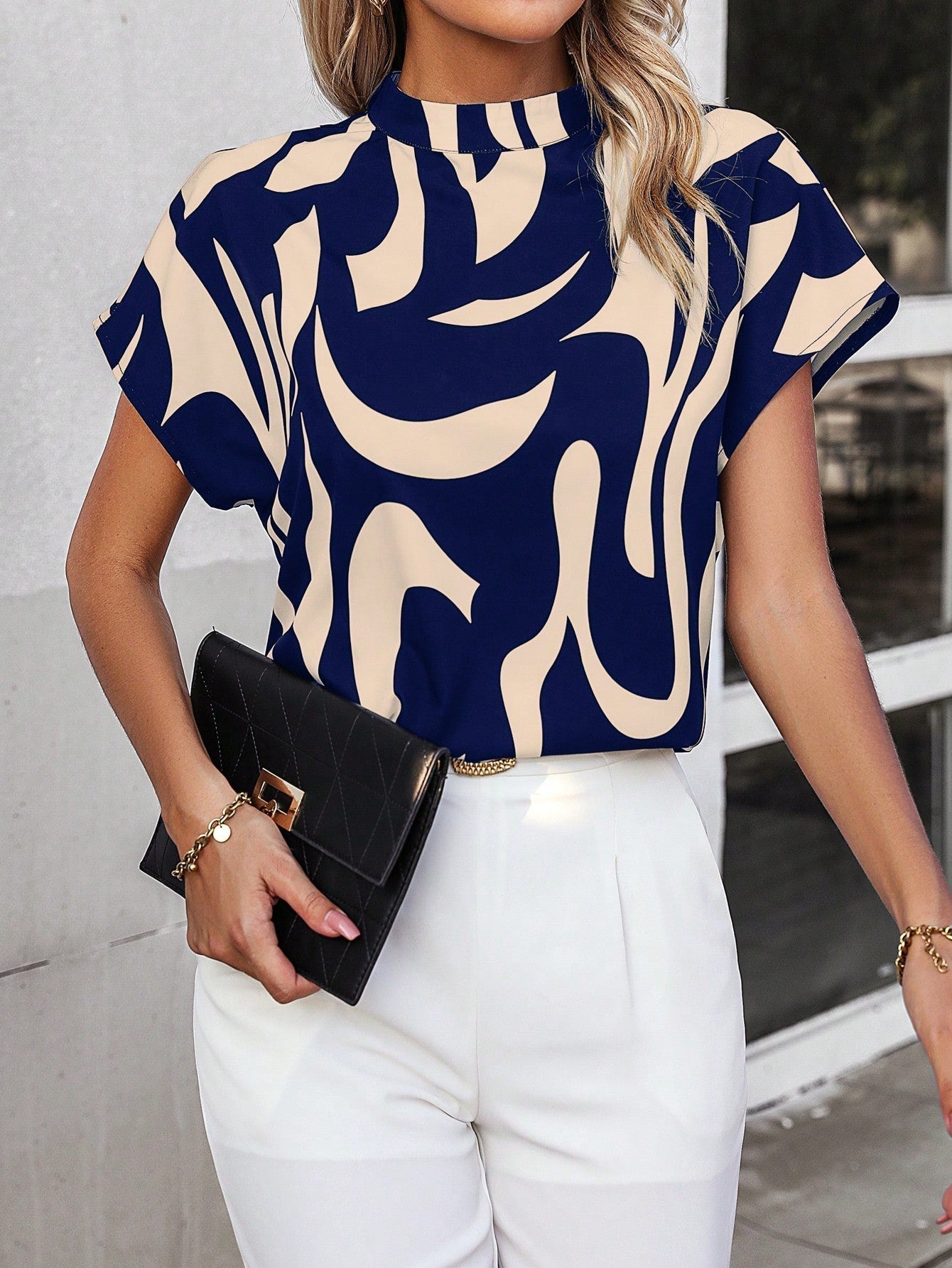 My Western Geometric Half Sleeve Printed Top My Western