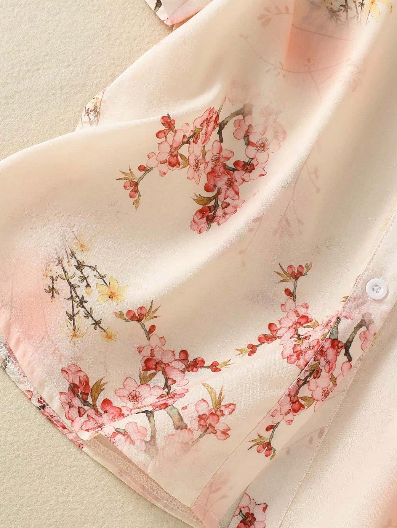 MyWestern Pink Floral Print Button-Down Shirt Top for Women