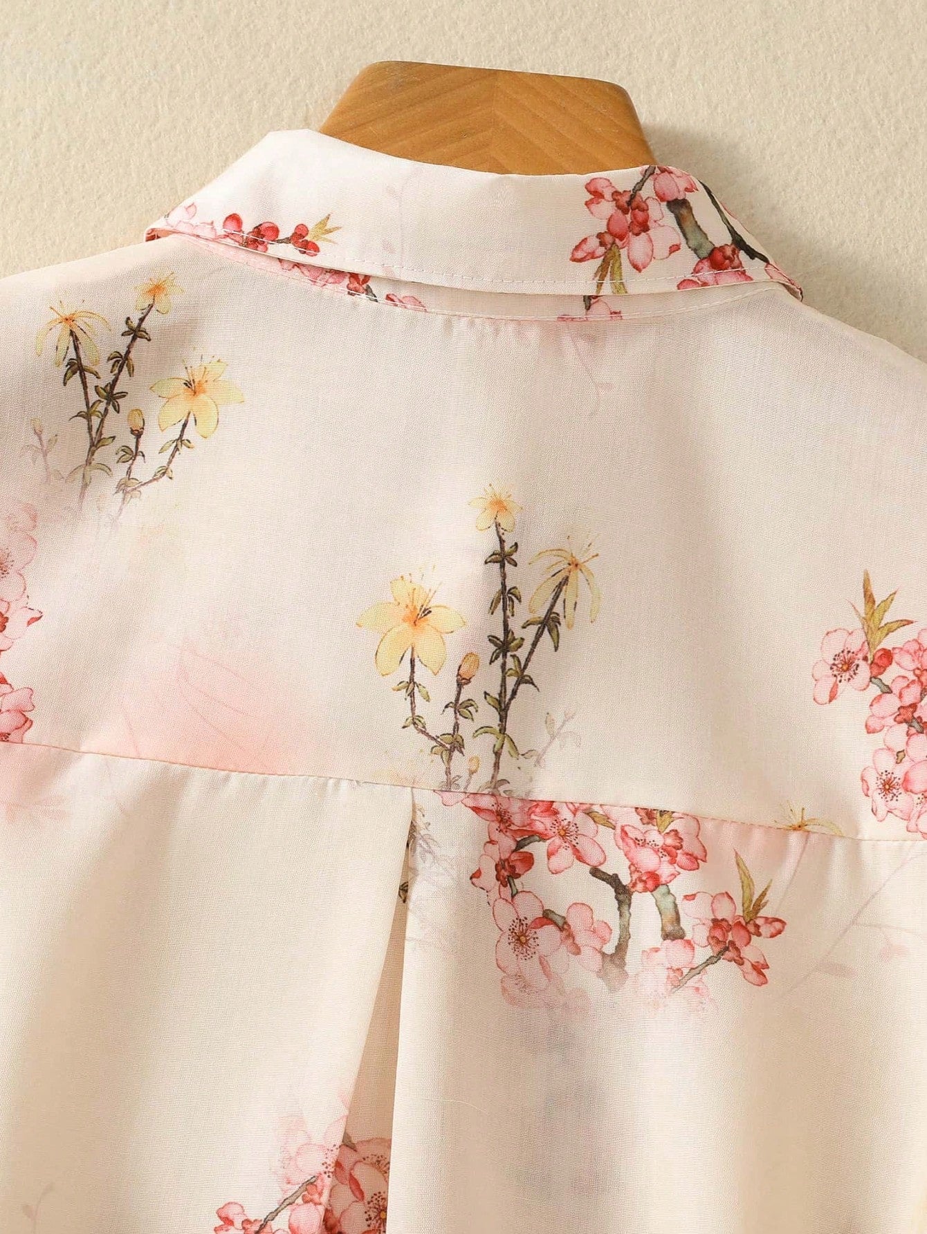 MyWestern Pink Floral Print Button-Down Shirt Top for Women