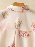 MyWestern Pink Floral Print Button-Down Shirt Top for Women