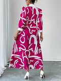 summer shirt dress women India pink abstract print belted maxi