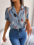 MyWestern Feather Print Light Blue Shirt My Western