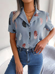 MyWestern Feather Print Light Blue Shirt My Western