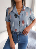 MyWestern Feather Print Light Blue Shirt My Western
