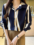 Elegant Striped Button-Down Shirt for Women MyWestern