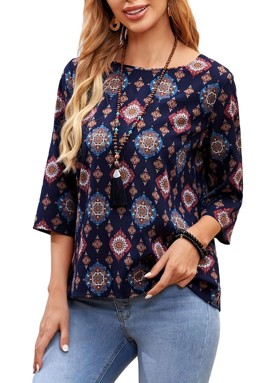 Women's Printed Rayon Shirt Top for Women My Western