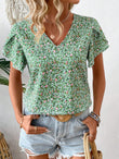 MyWesternPrint Rolled-Up Short Sleeves Round Neckline Relaxed Fit Top For Women & Girls WesternLove