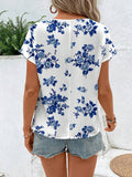 MyWesternMulticolor Soft Fabric Floral Print Rolled-Up Short Sleeves Round Neckline Relaxed Fit Top For Women & Girls WesternLove