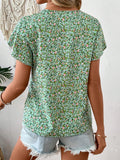 MyWesternPrint Rolled-Up Short Sleeves Round Neckline Relaxed Fit Top For Women & Girls WesternLove