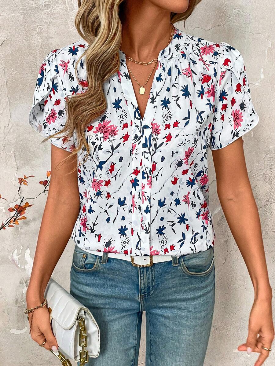 MyWesternWomen's  Soft Fabric Abstract Stripe Print Rolled-Up Fit Top WesternLove