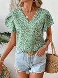 MyWesternPrint Rolled-Up Short Sleeves Round Neckline Relaxed Fit Top For Women & Girls WesternLove
